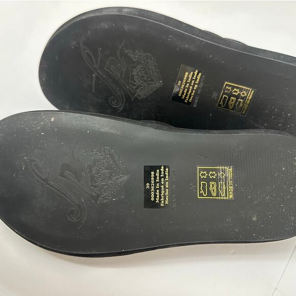 Free People Flip Flop Leather size 8.5 Wonderland Black Platform Sandals 39 NWOB - Picture 6 of 7